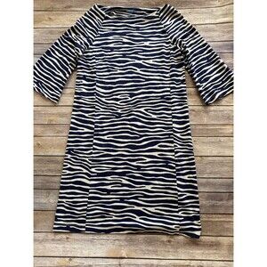 J McLaughlin Womens Zebra Print Catalina Cloth Sheath Dress Med Nautical Office